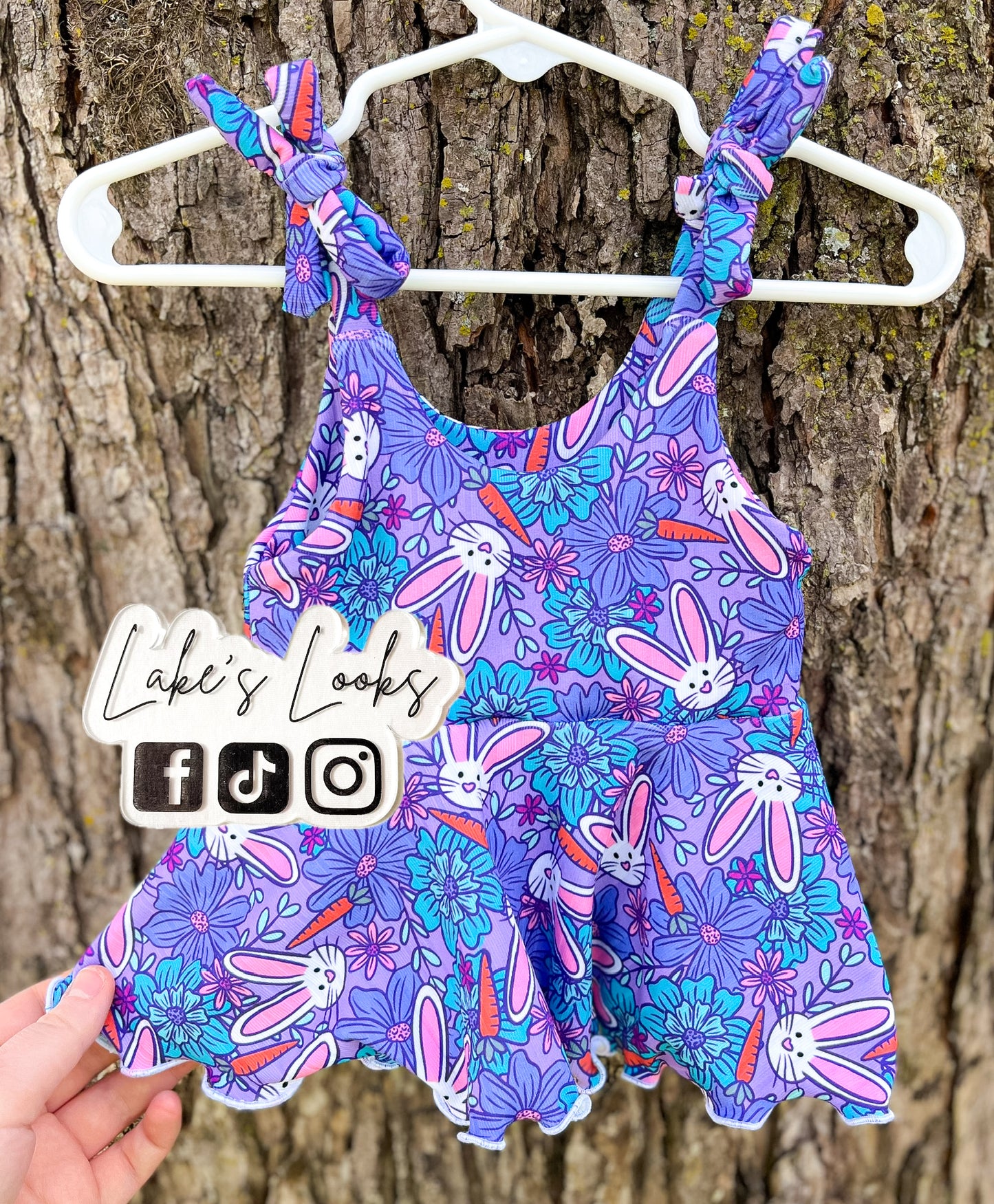 RTS (6/9) Purple Bunny Tie Top