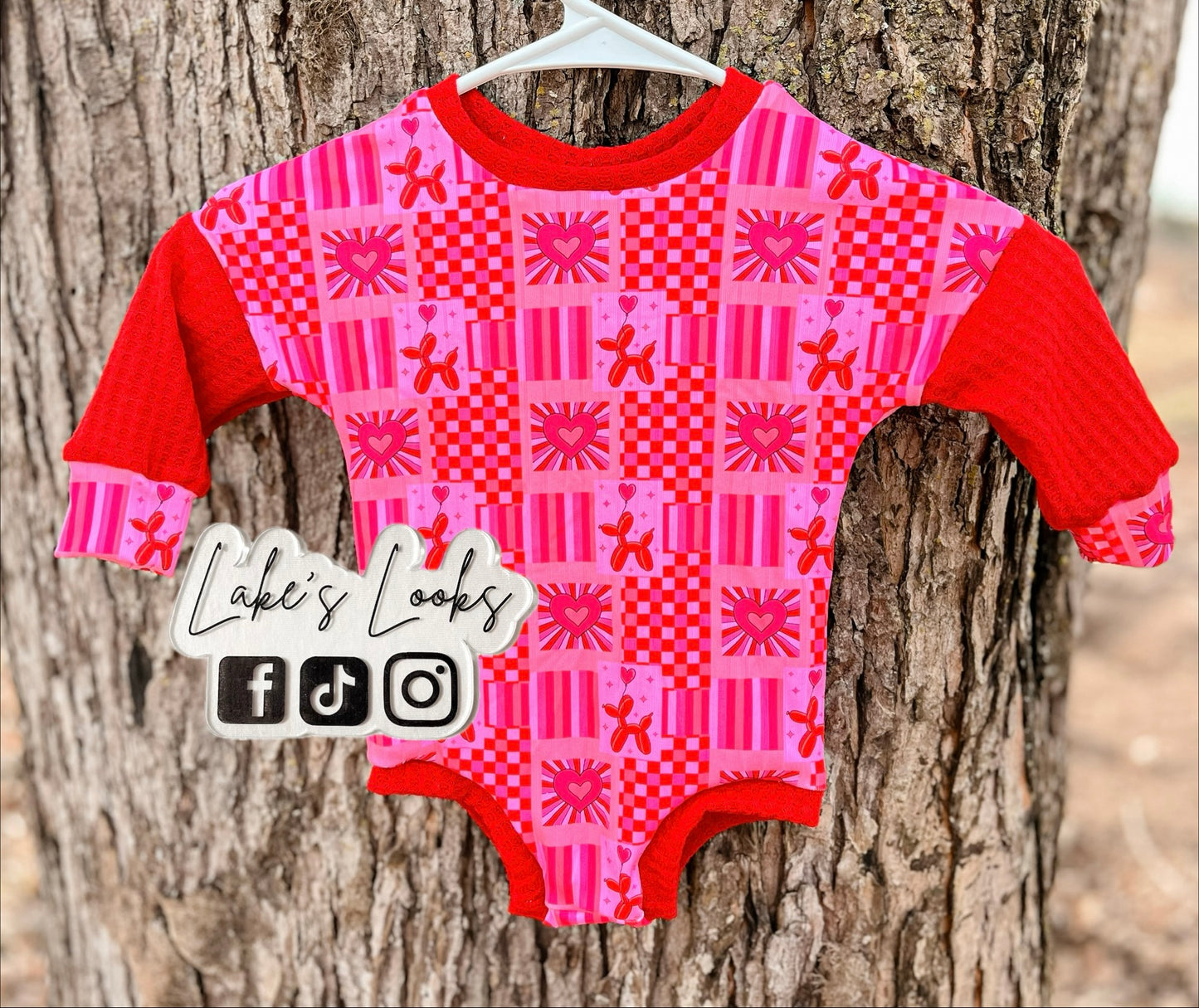 RTS (3/6) Vday Balloon Dog Cozy Romper