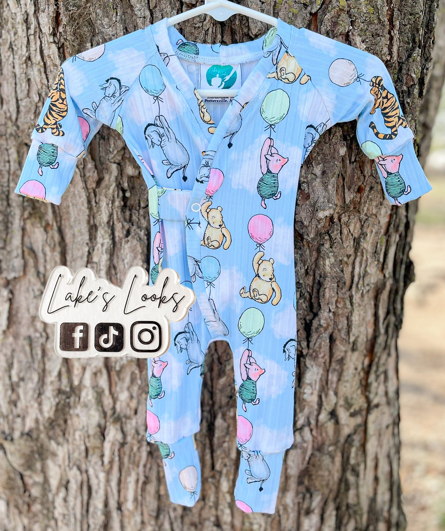 RTS (NB) Vintage Pooh River Romper