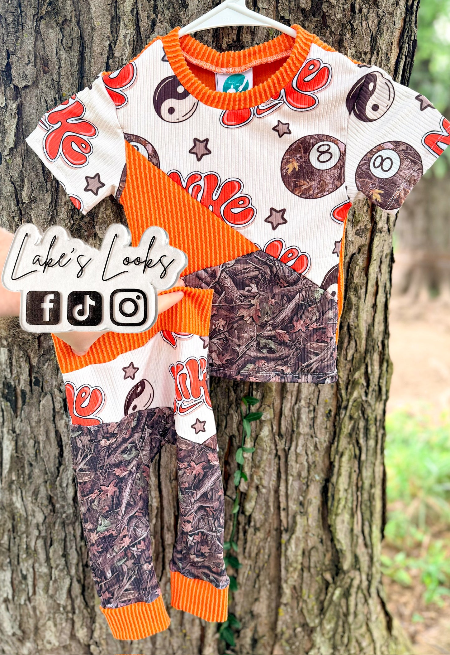 RTS (9/12) Camo & Orange N Shoe Color Block Set