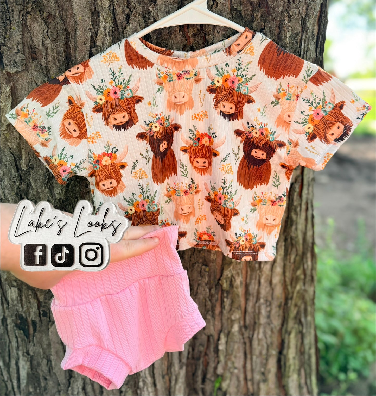 RTS (3/6) Highland Cow Boxy Tee & Bummies