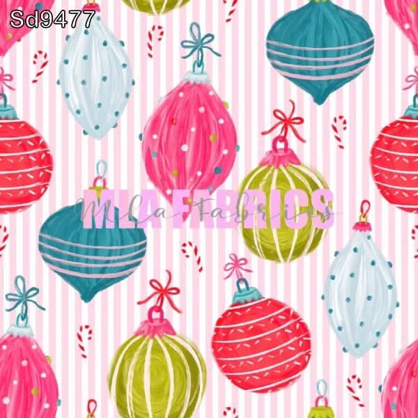 Pink Ornaments & Stripes