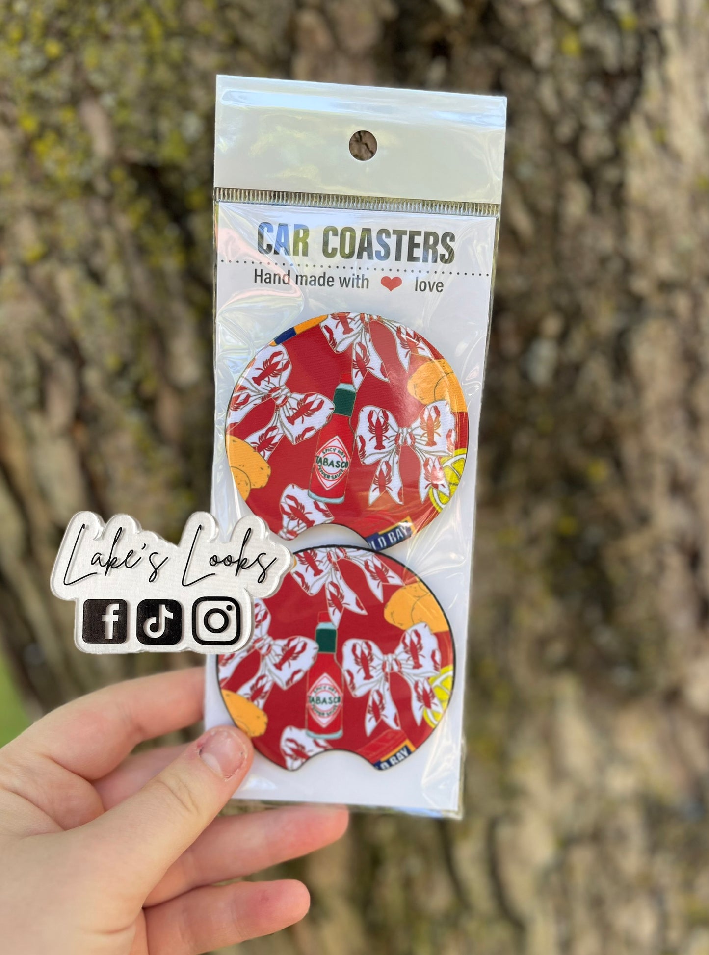 Crawfish Bows Car Coaster Set