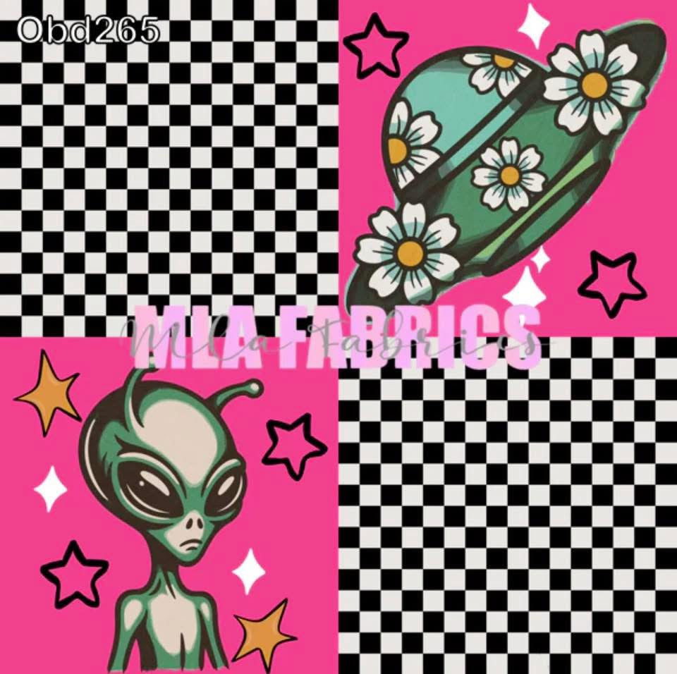 Checkered & Pink Alien Patch