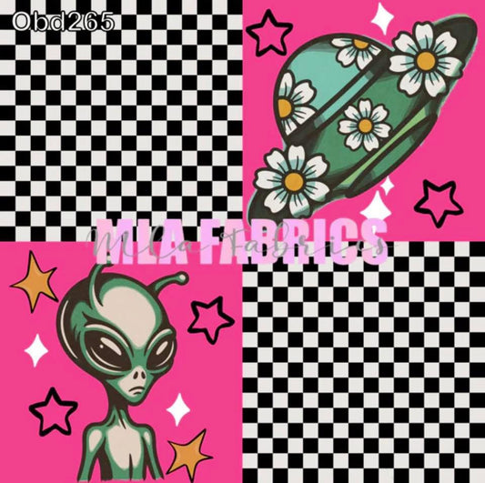 Checkered & Pink Alien Patch