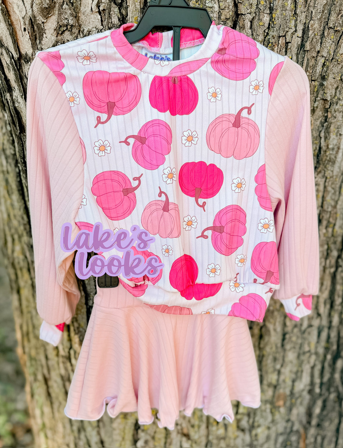 RTS (6/9) Pink Pumpkin Sad Girl Crew & Pink Skirted Bummie