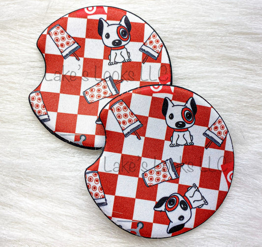 Red Bullseye Dog Car Coasters