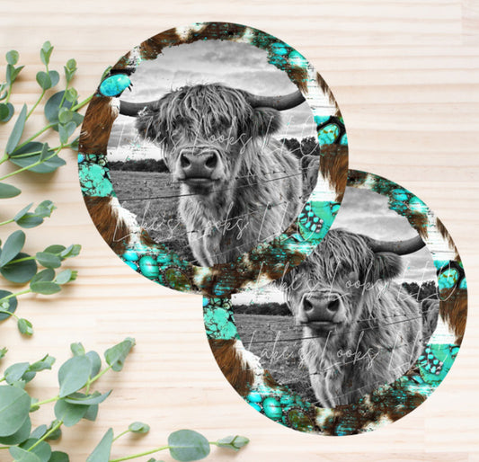 Highland Cow Car Coasters