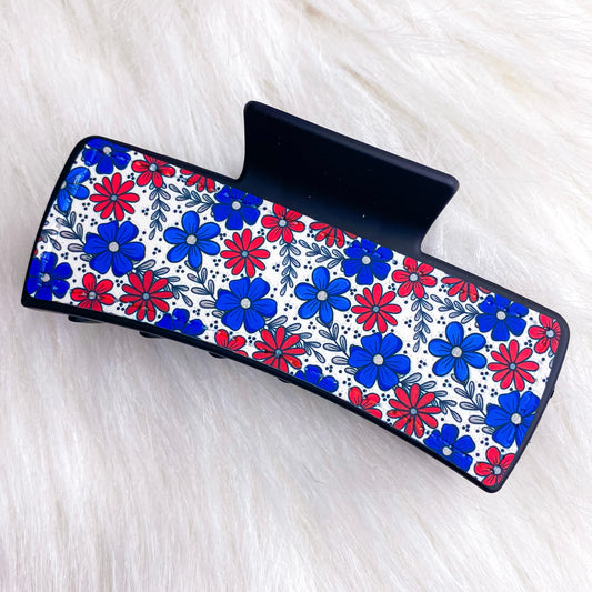 RWB Floral Claw Clip