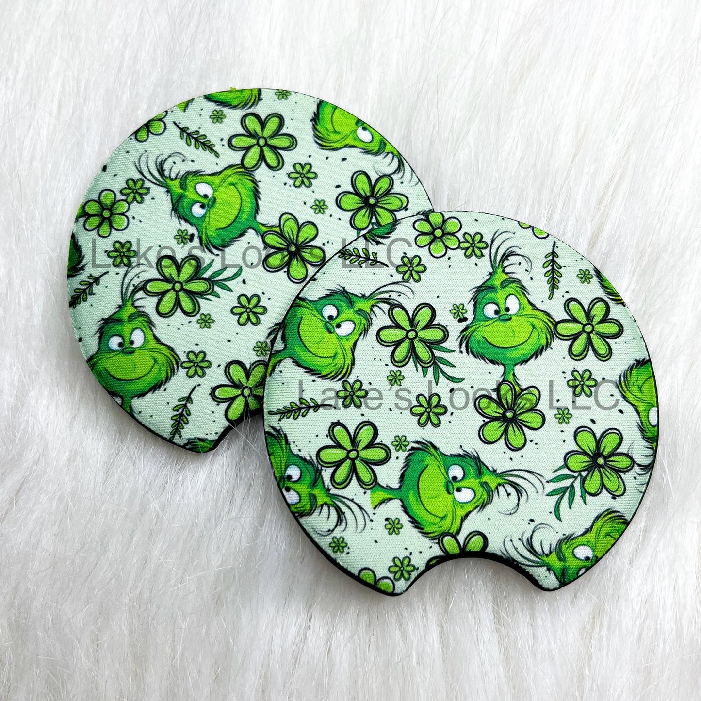Christmas Green Guy Car Coaster Set