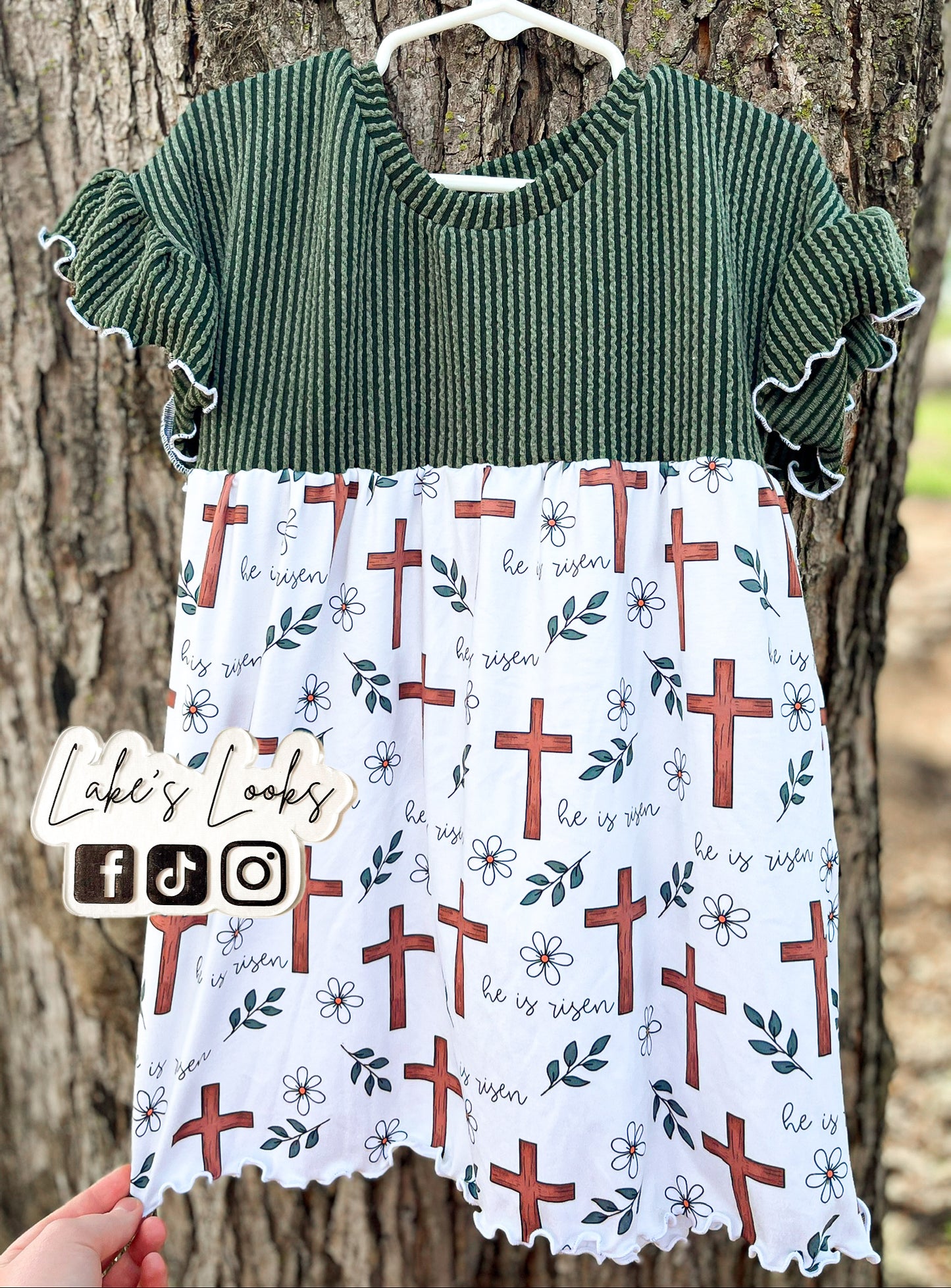 RTS (3T) He is Risen Ruffle Dress