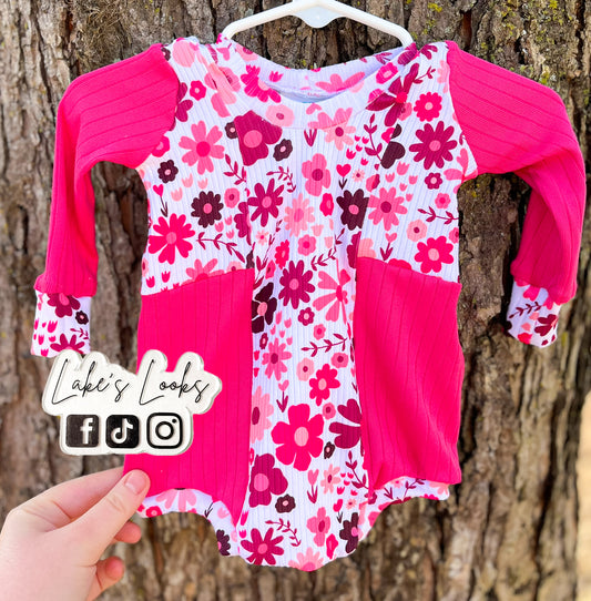 RTS (NB) Floral Violet Romper