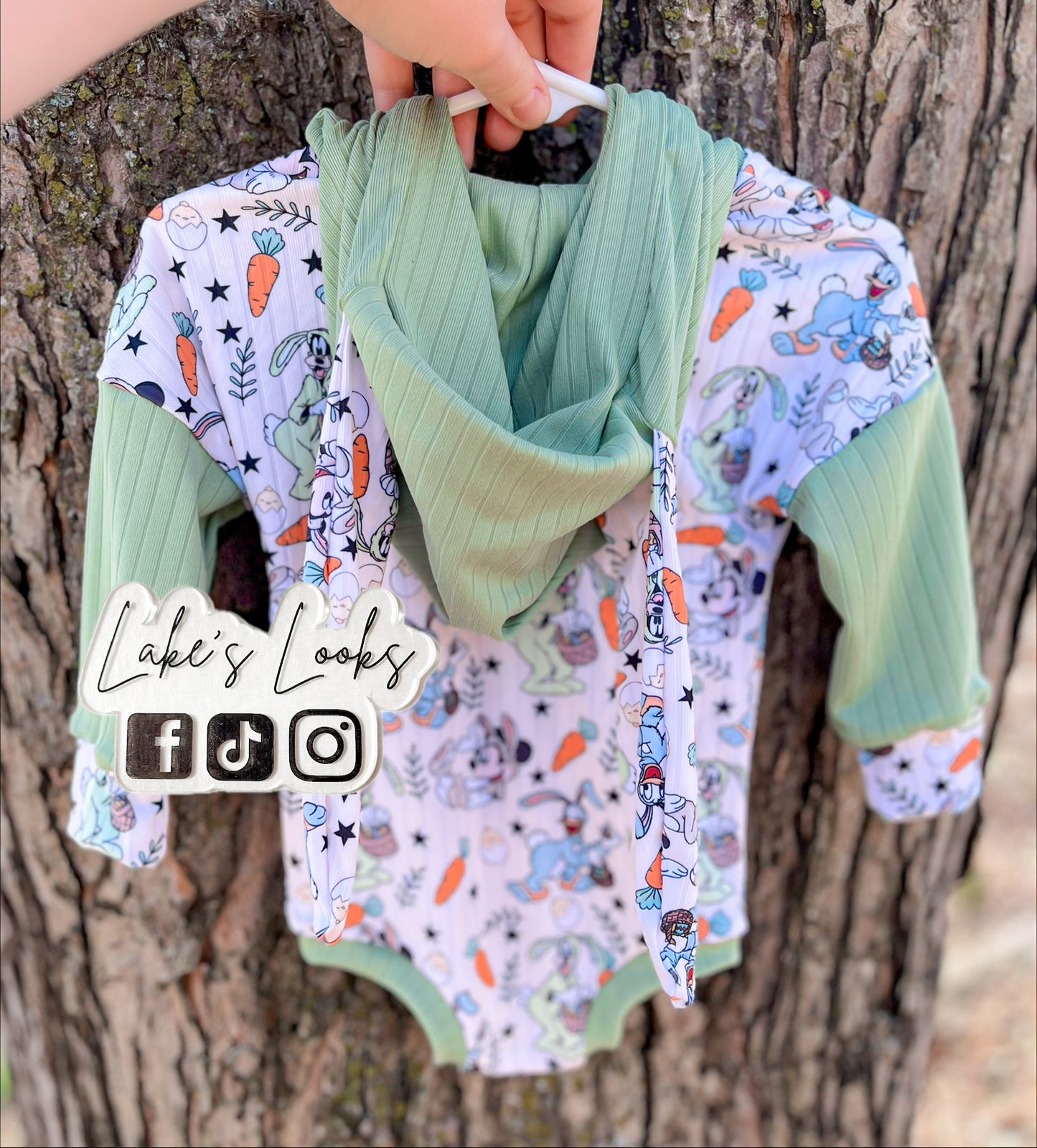 RTS (6/9) Bunny Hood Easter Cozy Romper