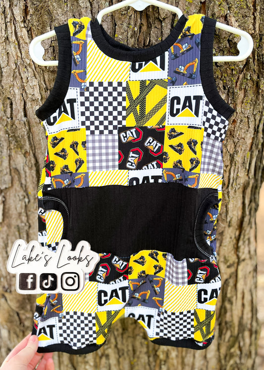 RTS (18/24) Cat Pocketed Tank Romper