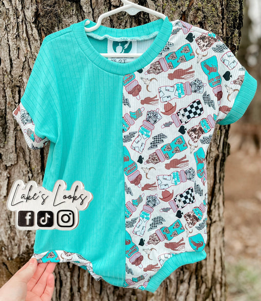 RTS (2T) Cowboy Juice Split Cozy Romper