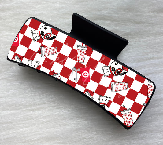 Checkered Bullseye Dog Claw Clip