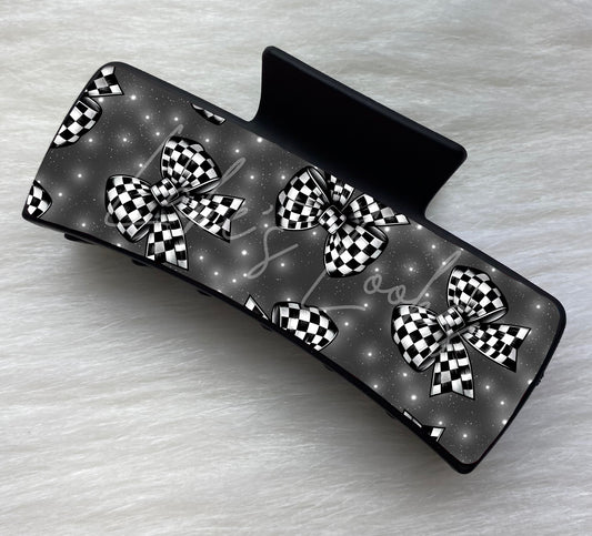 Checkered Bows Claw Clip