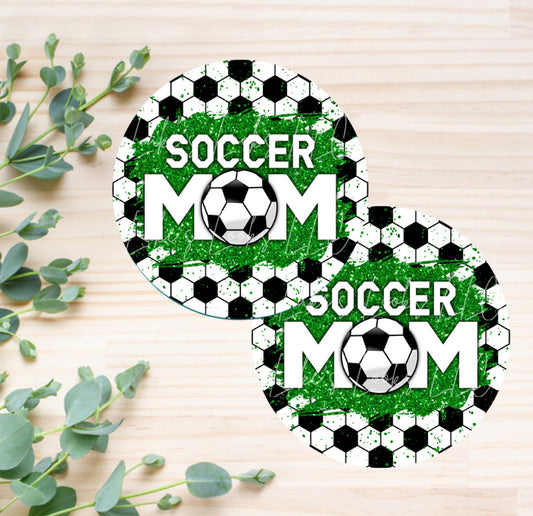 Soccer Mom Green Car Coasters