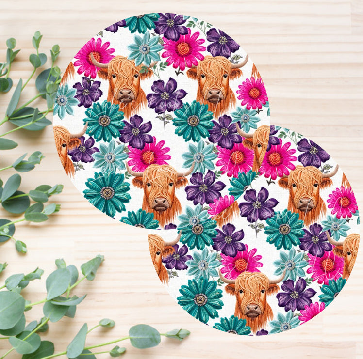 Floral Highland Car Coasters