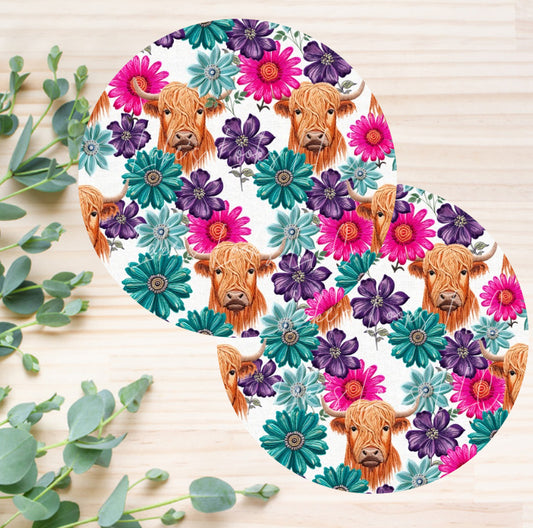 Floral Highland Car Coasters