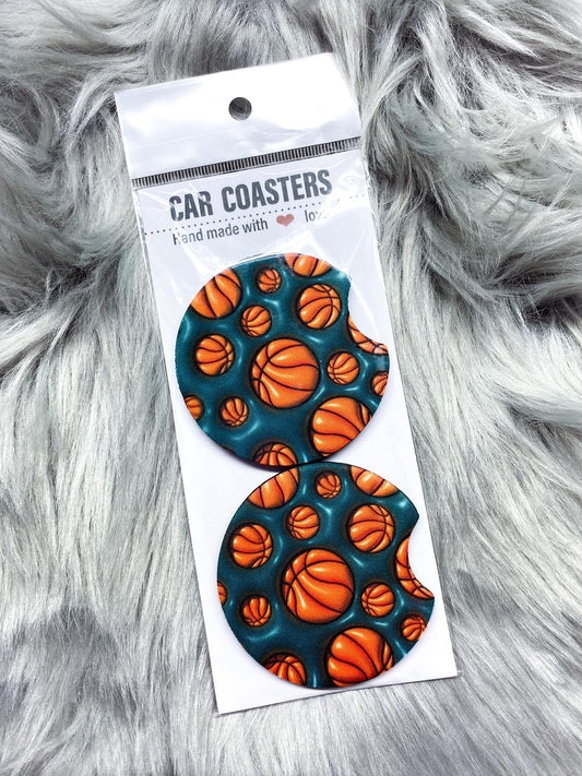 Puffy 3D Basketballs Car Coaster